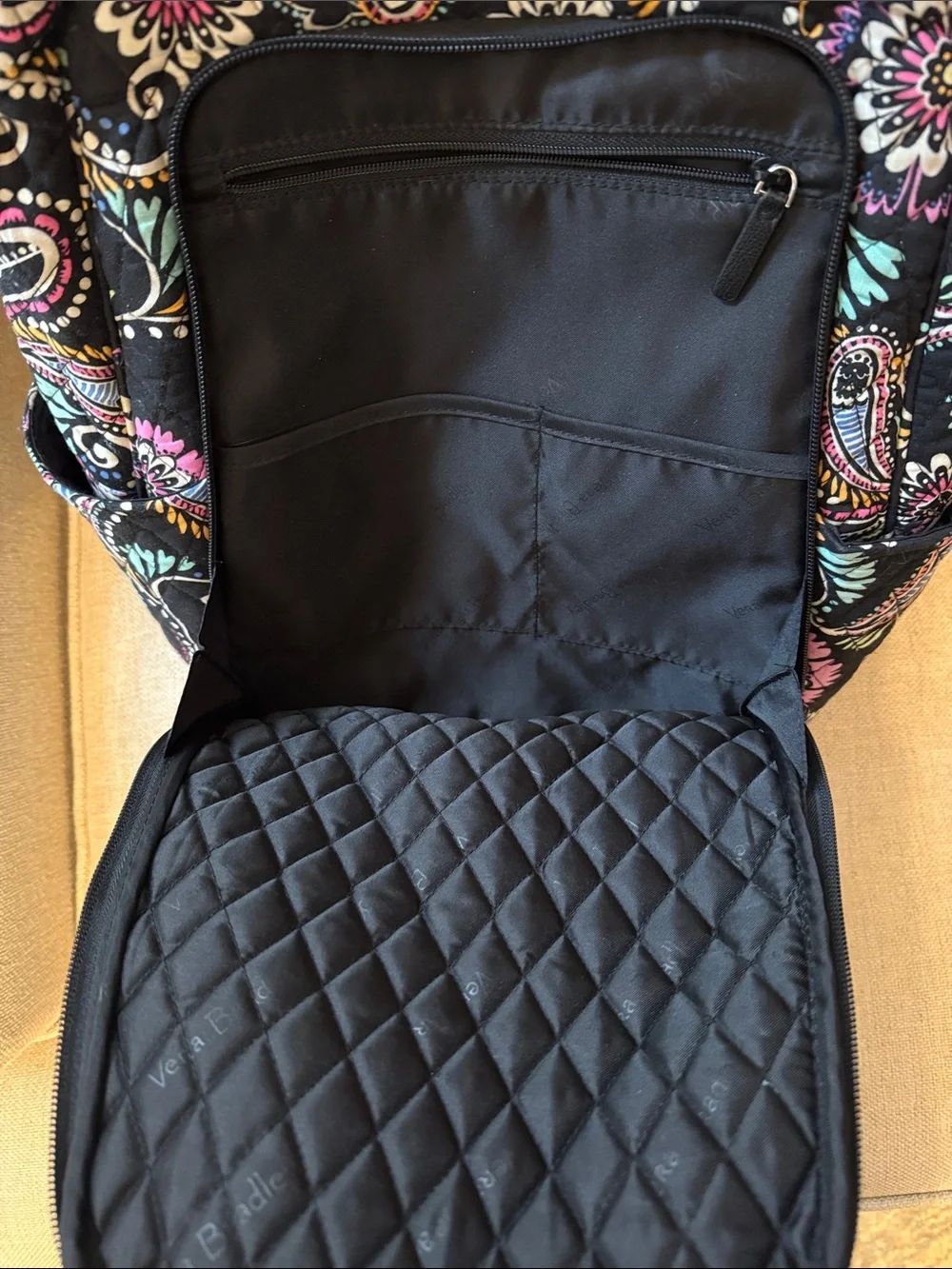 Vera Bradley Black Floral Paisley Backpack